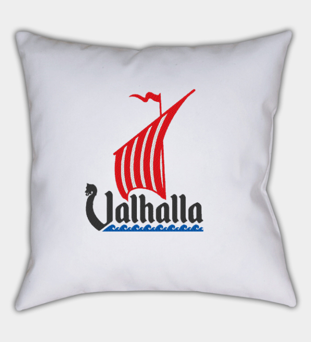 Viking Dragon Ship Embroidered Throw Pillow Cover