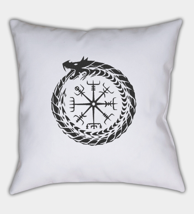Midgard Serpent Embroidered Throw Pillow Cover Midgard Serpent Embroidered Throw Pillow Cover