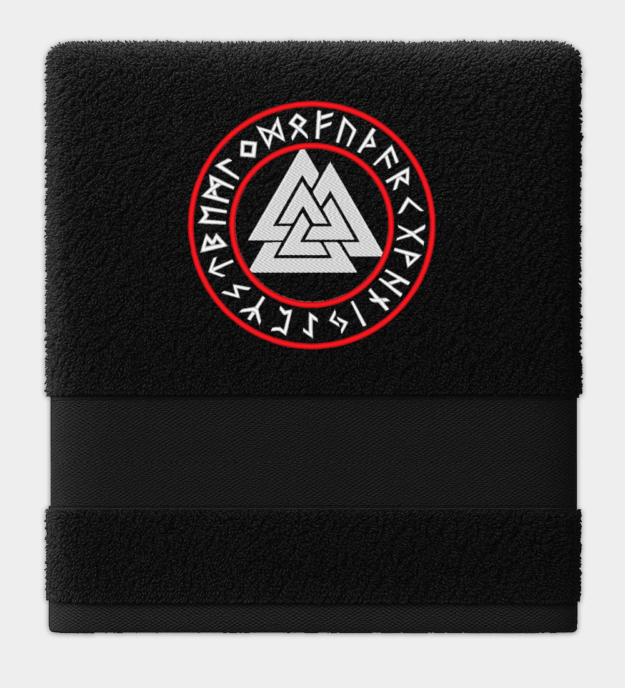 Valknut Runic Cirle Embroidered Towel