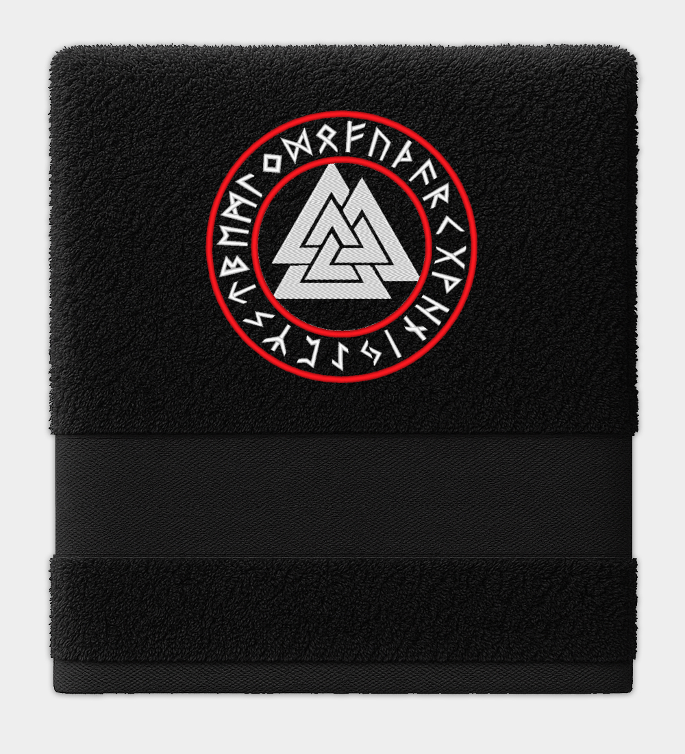 Valknut Runic Cirle Embroidered Towel Valknut Runic Cirle Embroidered Towel