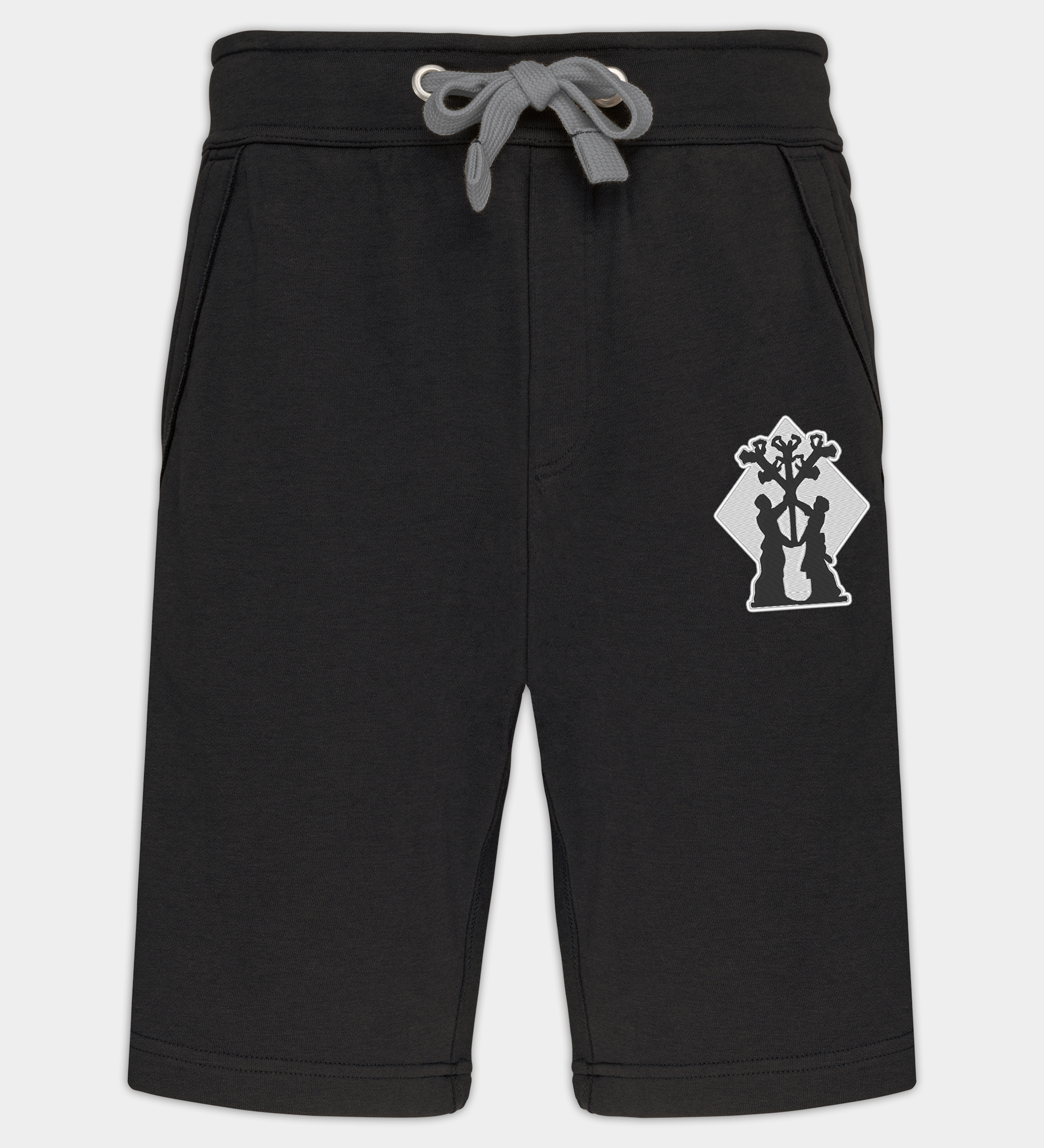 Algiz Motif Embroidered Bermuda Shorts Algiz Motif Embroidered Bermuda Shorts